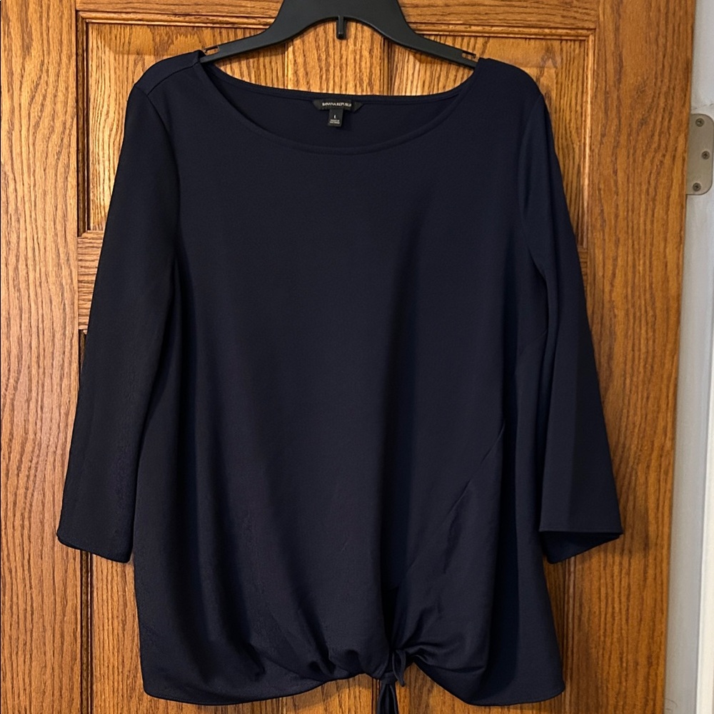 Banana Republic Navy Blouse with Tie Detail